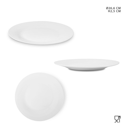 [0223588] Plato plano de porcelana clásica 26.67cm para cocina