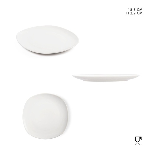 [0223592] Plato cuadrado de porcelana 18.8cm para frutas