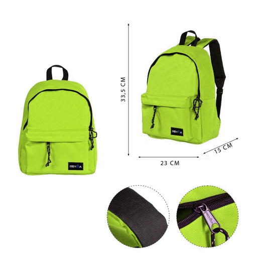 [0223656] Mochila escolar verde 33.5x23x15cm para estudiantes