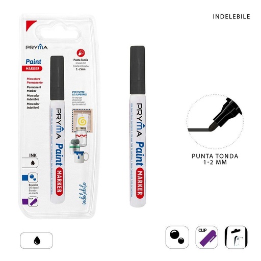[0224047] Ratolador redondo de pintura 2mm negro - Rotulador de grandes líneas