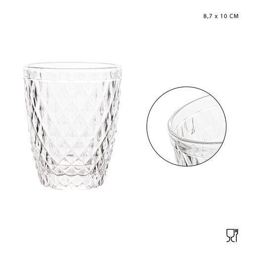 [0224063] Vaso transparente con relieve 300ml para bebidas