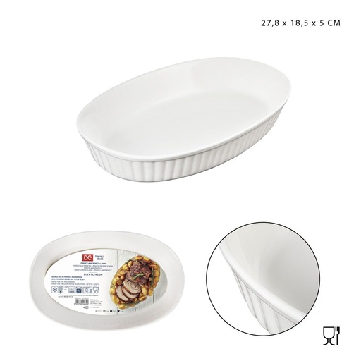 [0224129] Bandeja de porcelana ovalada 27.8x18.5x5cm para hornear