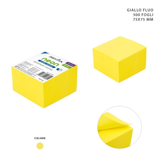 [0224269] Notas adhesivas 75x75mm 500 hojas color amarillo fluorescente