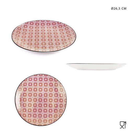 [0225379] Plato plano estrellado rojo 26.5cm - Cerámica de mesa 