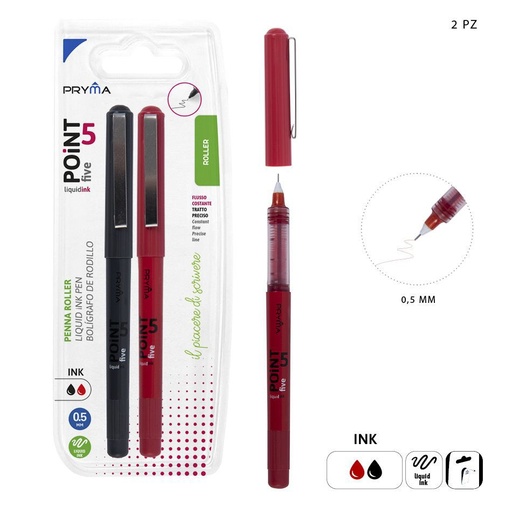 [0224343] Bolígrafo de tinta 0.5mm 2pz negro/rojo 水性笔 para escritura