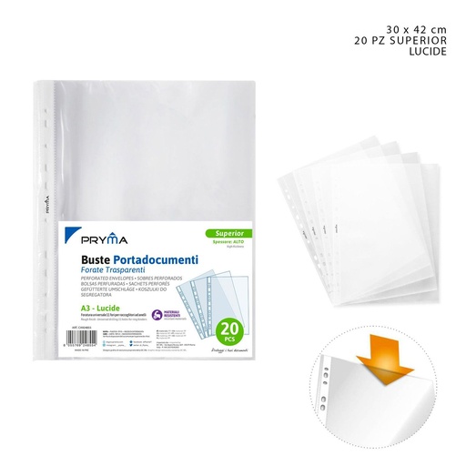[0225014] Carpeta de anillas A3 Superior 30x42 cm 20 unidades - Fundas multitaladro