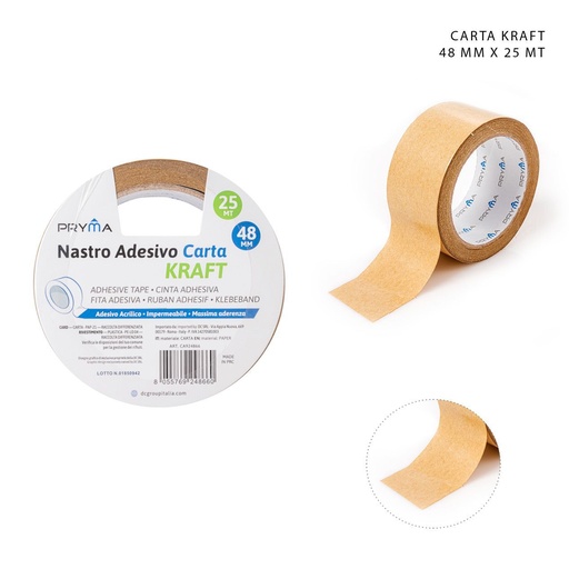 [0224589] Cinta adhesiva de papel kraft 48mmx25m - Cintas y adhesivos
