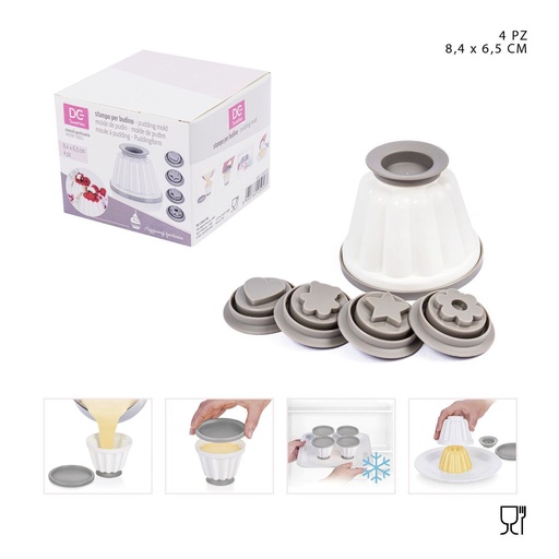 [0223404] Molde para pudin 8.4x6.5 cm 4 pz - Utensilios de repostería