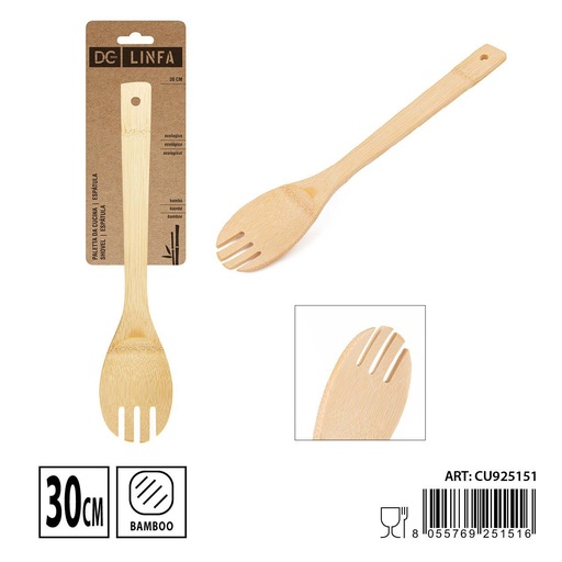[0223859] Espátula de bambú con tres dientes 30 cm - Utensilios de cocina