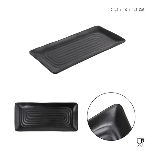 [0224526] Plato plano melamina rectangular 21.2x10x1.5cm para cocina