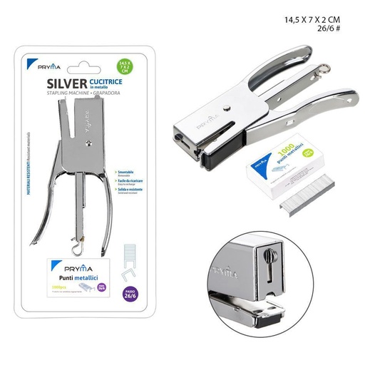 [0223818] Grapadora plata 14.5x7x2 cm - Accesorios de oficina