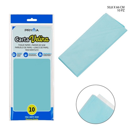 [0224027] Papel de seda azul celeste 50.8x66cm 10ff para manualidades