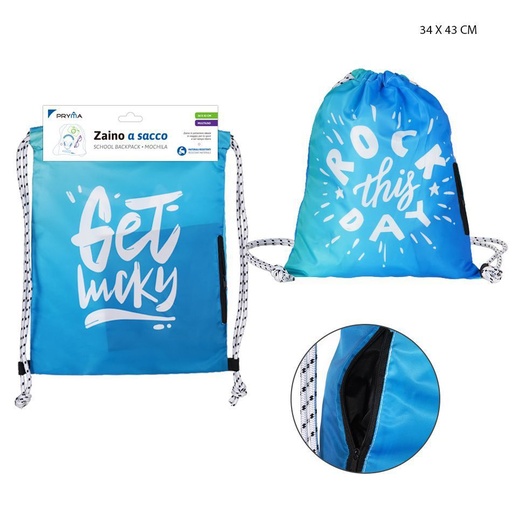 [0225860] Bolsa con cordón degradado azul y verde 34x43cm para deporte y uso diario