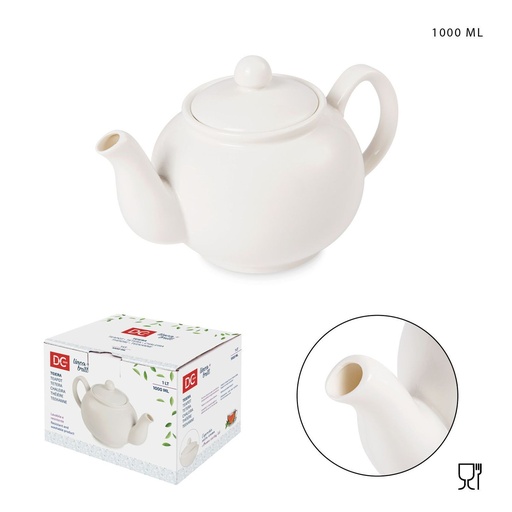 [0225370] Tetera de porcelana blanca 1000ml para infusiones