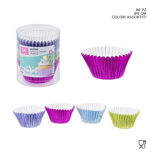 [0226446] Moldes de papel para magdalenas metálicos 9 cm 80 PZ - Utensilios de repostería