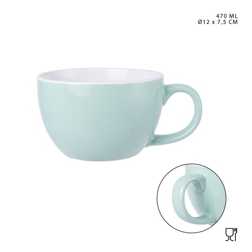 [0225908] Taza de desayuno cerámica verde 470ml