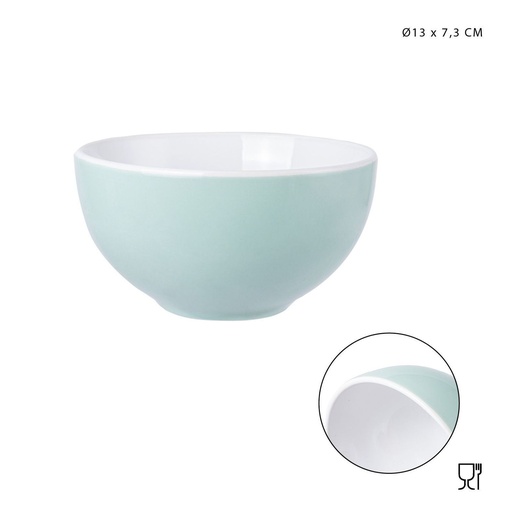 [0225914] Cuenco de cerámica para desayuno 13x7.3cm color verde agua