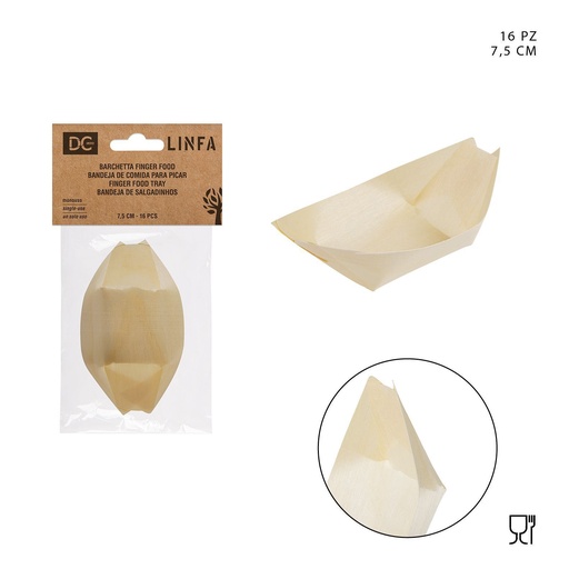[0151093] Bote de madera para aperitivos 7.5 cm - Pack de 16 - Utensilios de cocina