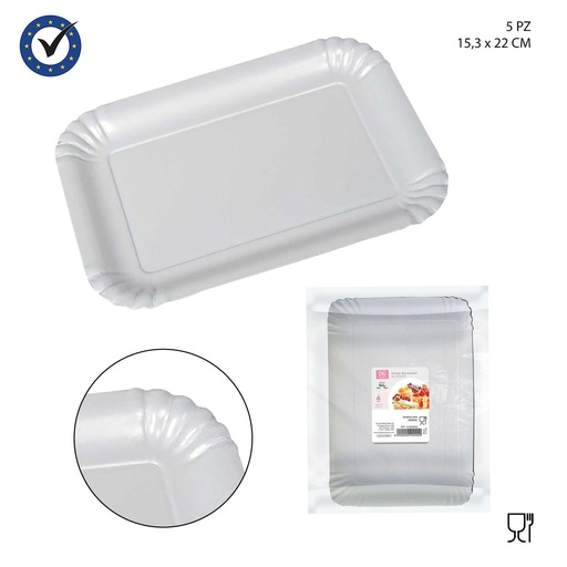 [0150906] Bandeja de papel para tarta blanca 13x19cm 5pz