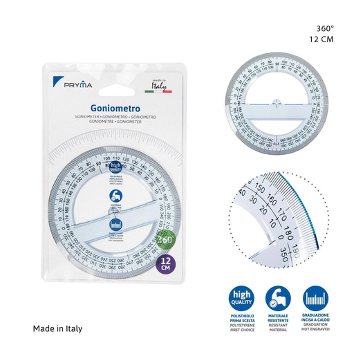 [0202400] Regla redonda 360° 12cm para dibujo y medición