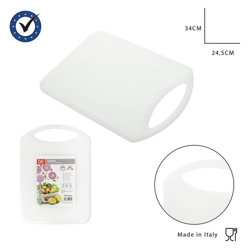 [0207529] Tabla de cortar blanca slim con mango 34x24.5cm