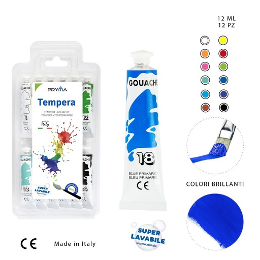 [0209741] Pack de témperas lavable 12ml 12pcs