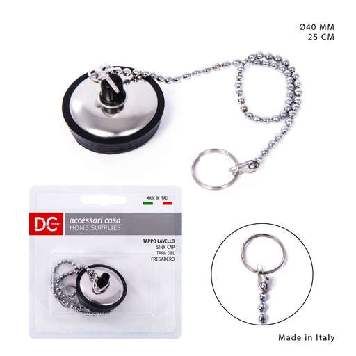 [0212016] Tapa Fregadero con Cadena D.40mm 25 cm - Accesorios de cocina