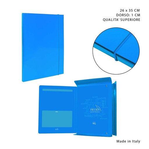 [0212510] Carpeta gruesa con goma elástica D1 26x35cm azul para organización