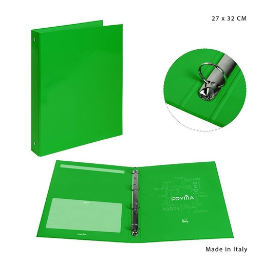 [0212514] Carpeta de 4 anillas 27x32cm verde para organización de documentos