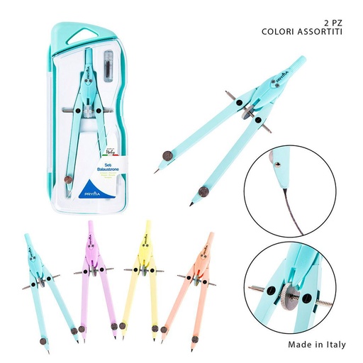 [0217857] Compás de precisión color pastel 2 PZ - Papelería