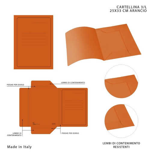 [0221085] Carpetas de archivo Manila 3/L 25x33cm naranja para organizar documentos