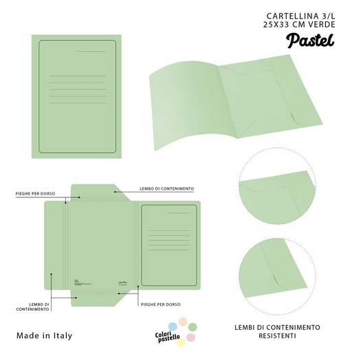 [0221089] Carpetas de archivo Manila 3L 25x33 cm color verde pastel - Material de oficina