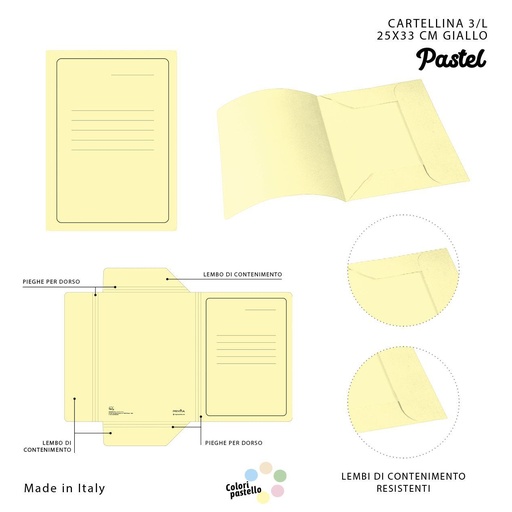 [0221091] Carpeta de archivo Manila 3/L 25x33cm amarillo pastel para organización de documentos