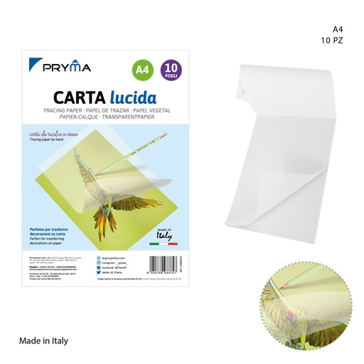 [0223141] Papel vegetal A4 21x29.7cm 10 hojas para calcar y dibujo