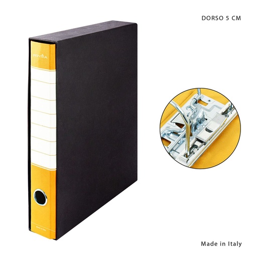 [0223963] Archivador con anillas y caja D5 amarillo - Papelería