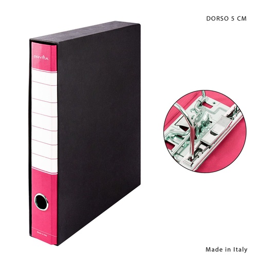 [0223971] Archivador con anillas y caja D5 fucsia - Papelería