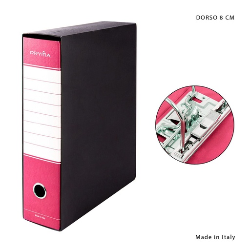 [0223972] Archivador con anillas y caja D8 fucsia para documentos