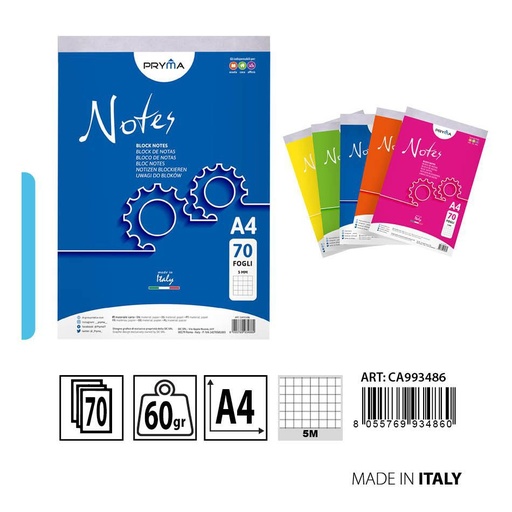 [0224609] BLOC DE NOTAS A4 70FF (5M) 21x29.7cm - Papelería