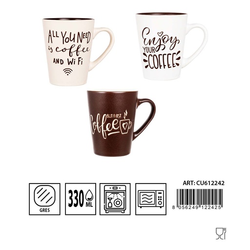 [0233477] Taza mug de cerámica con asa 330ml para bebidas