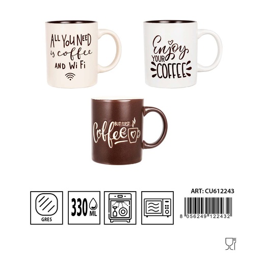 [0233478] Taza de cerámica 330ml con asa