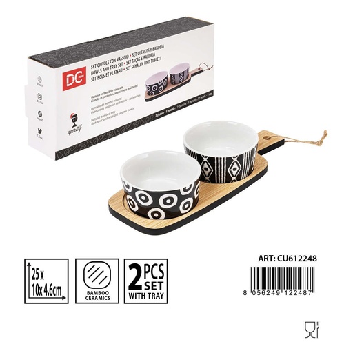 [0233381] Conjunto de 2 cuencos y bandeja de cerámica 25x10x - Utensilios de cocina