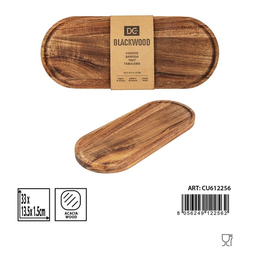 [0233389] Bandeja ovalada de acacia 33x13.5x1.5 cm - Accesorios de cocina