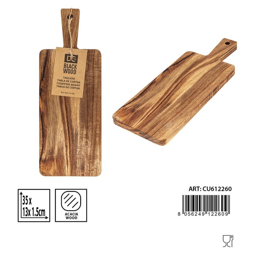 [0233393] Tabla de cortar rectangular de acacia 35x13x1.5CM - Accesorios de cocina