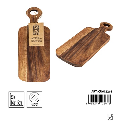 [0233394] Tabla de cortar rectangular con manijas de acacia 33x14x1.5 cm - Accesorios de cocina