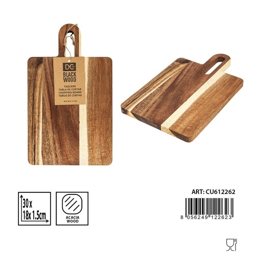 [0233395] Tabla de cortar rectangular de acacia 30x18x1.5cm - Utensilios de cocina