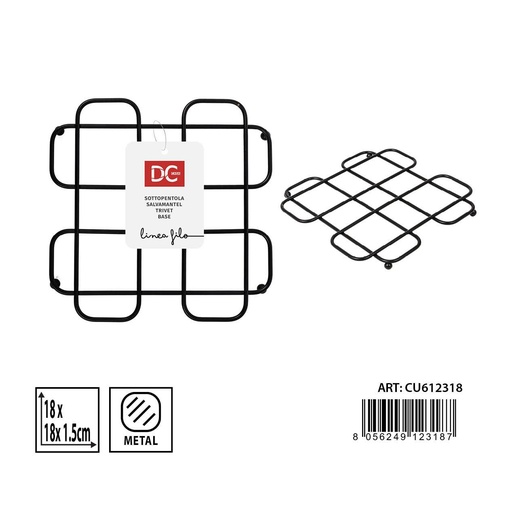 [0233902] Salvamantel cuadrado de metal 18x18x1.5 cm - Utensilios de cocina y bases