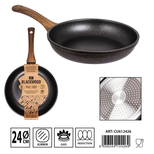 [0234378] Sartén de inducción con mango de madera 24cm