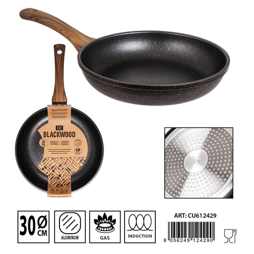 [0234381] Sartén de inducción mango de madera 30 cm - Utensilios de cocina