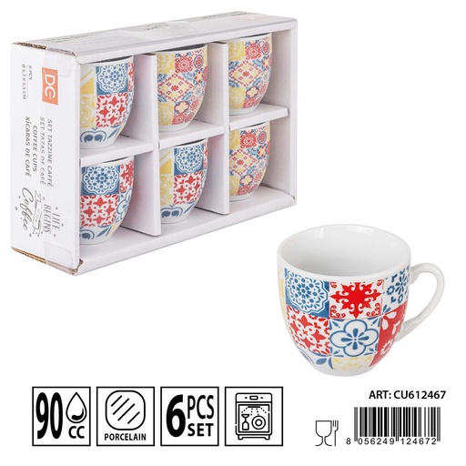 [0234678] Taza de café Deco 90cc 6 piezas para bebidas