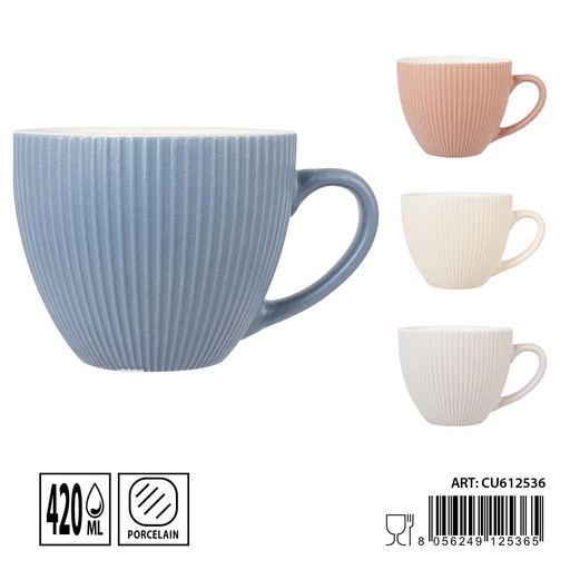 [0235115] Taza mug rayas 420ml de cerámica para bebidas